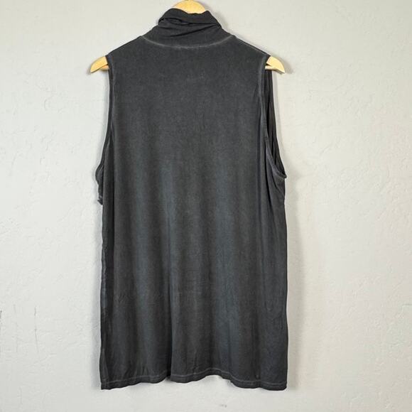 POL Women's Size Medium Side Slit Fringed Sleeveless Cowl Neck Top Grunge Y2K - Picture 2 of 11